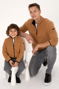 US Polo Assn. Men Regular Fit Camel Fleece Half Zippered Basic Sweatshirt - Image 3