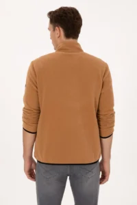 US Polo Assn. Men Regular Fit Camel Fleece Half Zippered Basic Sweatshirt - Image 6