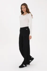 US Polo Assn. Women Black Loose Fit Knitwear Pants - Image 3