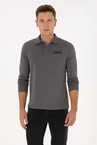 US Polo Assn. Men Regular Fit Polo Shirt Collar Gray Sweatshirt