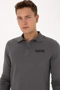 US Polo Assn. Men Regular Fit Polo Shirt Collar Gray Sweatshirt - Image 2