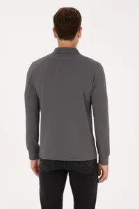 US Polo Assn. Men Regular Fit Polo Shirt Collar Gray Sweatshirt - Image 5