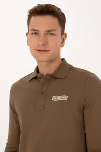 US Polo Shirt Assn. Men Regular Fit Polo Shirt Shirt Collar Khaki Sweatshirt - Image 2