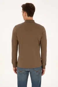 US Polo Shirt Assn. Men Regular Fit Polo Shirt Shirt Collar Khaki Sweatshirt - Image 5