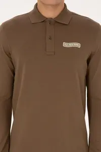 US Polo Shirt Assn. Men Regular Fit Polo Shirt Shirt Collar Khaki Sweatshirt - Image 6