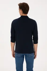 US Polo Assn. Men Regular Fit Polo Shirt Collar Navy Blue Sweatshirt - Image 5