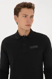 US Polo Shirt Assn. Men Regular Fit Polo Shirt Shirt Collar Black Sweatshirt - Image 2