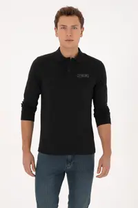 US Polo Shirt Assn. Men Regular Fit Polo Shirt Shirt Collar Black Sweatshirt - Image 3