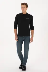 US Polo Shirt Assn. Men Regular Fit Polo Shirt Shirt Collar Black Sweatshirt - Image 4