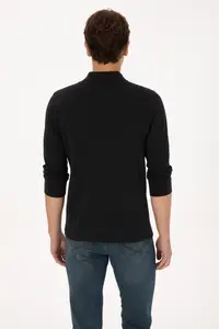 US Polo Shirt Assn. Men Regular Fit Polo Shirt Shirt Collar Black Sweatshirt - Image 5