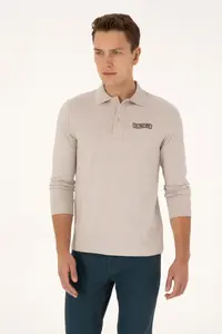 US Polo Assn. Men Regular Fit Polo Shirt Collar Stone Sweatshirt - Image 3