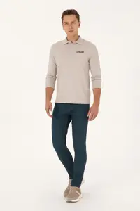 US Polo Assn. Men Regular Fit Polo Shirt Collar Stone Sweatshirt - Image 4