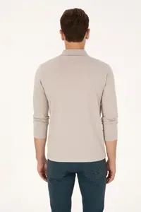 US Polo Assn. Men Regular Fit Polo Shirt Collar Stone Sweatshirt - Image 5