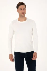 Pierre Cardin Ecru slim Fit Crew Neck Basic Knitwear Sweater - Image 3