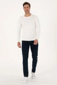 Pierre Cardin Ecru slim Fit Crew Neck Basic Knitwear Sweater - Image 4