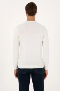 Pierre Cardin Ecru slim Fit Crew Neck Basic Knitwear Sweater - Image 5