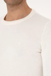 Pierre Cardin Ecru slim Fit Crew Neck Basic Knitwear Sweater - Image 7