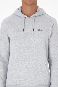 US Polo Assn. Men Regular Fit Hooded Fleece Light Gray Basic Sweatshirt - Image 6