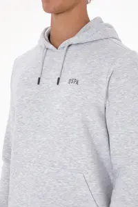 US Polo Assn. Men Regular Fit Hooded Fleece Light Gray Basic Sweatshirt - Image 7