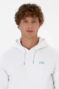 US Polo Assn. Men Regular Fit Hooded Fleece White Basic Sweatshirt - Image 2