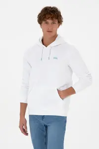 US Polo Assn. Men Regular Fit Hooded Fleece White Basic Sweatshirt - Image 3
