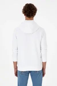 US Polo Assn. Men Regular Fit Hooded Fleece White Basic Sweatshirt - Image 5