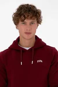 US Polo Assn. Men Regular Fit Hooded Fleece Burgundy Basic Sweatshirt - Image 2