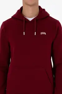 US Polo Assn. Men Regular Fit Hooded Fleece Burgundy Basic Sweatshirt - Image 6