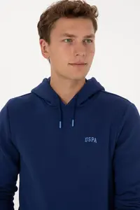 US Polo Assn. Men Regular Fit Hooded Fleece Indigo Basic Sweatshirt - Image 2