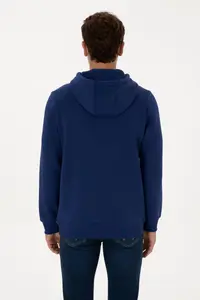 US Polo Assn. Men Regular Fit Hooded Fleece Indigo Basic Sweatshirt - Image 5