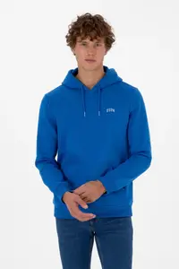 US Polo Assn. Men Regular Fit Hooded Fleece Saks Blue Basic Sweatshirt