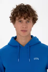 US Polo Assn. Men Regular Fit Hooded Fleece Saks Blue Basic Sweatshirt - Image 2