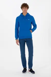 US Polo Assn. Men Regular Fit Hooded Fleece Saks Blue Basic Sweatshirt - Image 4
