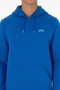 US Polo Assn. Men Regular Fit Hooded Fleece Saks Blue Basic Sweatshirt - Image 6