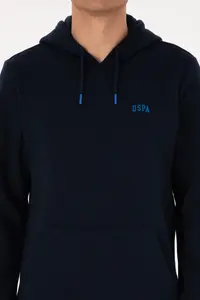 US Polo Assn. Men Regular Fit Hooded Fleece Navy Blue Basic Sweatshirt - Image 6