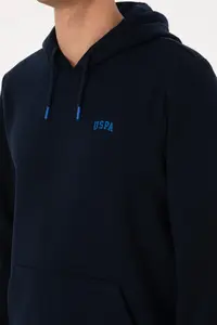 US Polo Assn. Men Regular Fit Hooded Fleece Navy Blue Basic Sweatshirt - Image 7