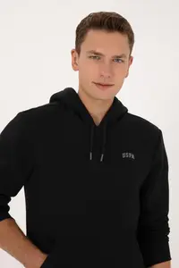 US Polo Assn. Men Regular Fit Hooded Fleece Black Basic Sweatshirt - Image 4