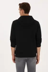 US Polo Assn. Men Regular Fit Hooded Fleece Black Basic Sweatshirt - Image 5