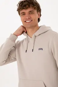 US Polo Assn. Men Regular Fit Hooded Fleece Stone Basic Sweatshirt - Image 2