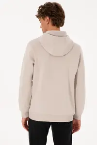 US Polo Assn. Men Regular Fit Hooded Fleece Stone Basic Sweatshirt - Image 5