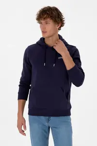 US Polo Assn. Men Regular Fit Hooded Fleece Plum Basic Sweatshirt - Image 3