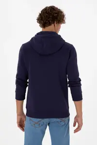 US Polo Assn. Men Regular Fit Hooded Fleece Plum Basic Sweatshirt - Image 5