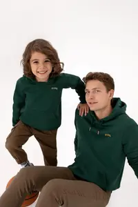 US Polo Assn. Men Regular Fit Hooded Fleece Dark Green Basic Sweatshirt - Image 2