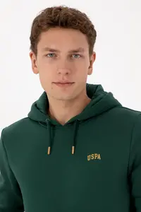 US Polo Assn. Men Regular Fit Hooded Fleece Dark Green Basic Sweatshirt - Image 4