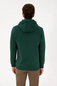 US Polo Assn. Men Regular Fit Hooded Fleece Dark Green Basic Sweatshirt - Image 5