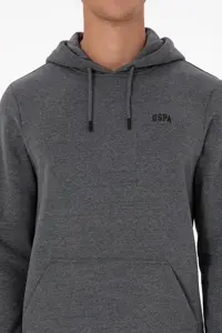 US Polo Assn. Men Regular Fit Hooded Fleece Anthracite Melanj Basic Sweatshirt - Image 6