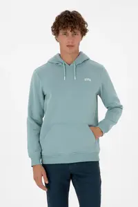 US Polo Assn. Men Regular Fit Hooded Fleece Mint Basic Sweatshirt - Image 3
