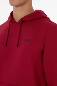 US Polo Assn. Men Regular Fit Hooded Fleece Koyu Raspberry Basic Sweatshirt - Image 7