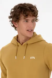 US Polo Assn. Men Regular Fit Hooded Fleece Mustard Basic Sweatshirt - Image 2