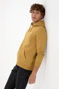 US Polo Assn. Men Regular Fit Hooded Fleece Mustard Basic Sweatshirt - Image 3